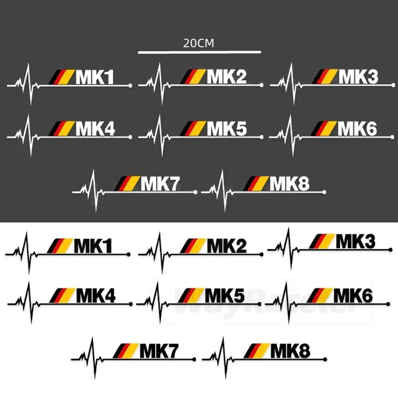 1 Pcs Reflective Body Vinyl German Flag Style Car Window Stickers, For Volkswagen VW, Golf MK1 MK2 MK3 MK4 MK5 MK6 MK7 MK8  Pers