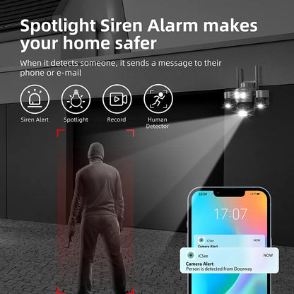 15MP ICSEE Protocol Security Camera 3-HD Screens Auto Tracking Color Night Vision 2-Way Audio Outdoor WiFi CCTV Cam