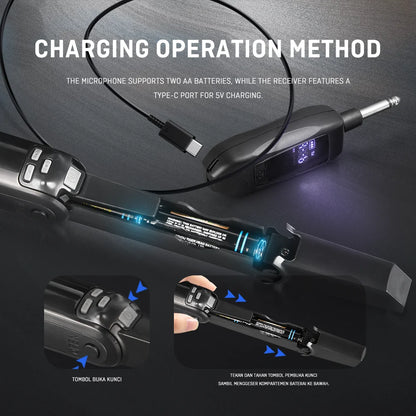 SKM9000 Professional 2 Channel Wireless Super 2.4G Karaoke Handheld Microphone for Teaching Wedding Party Show Meeting Speech