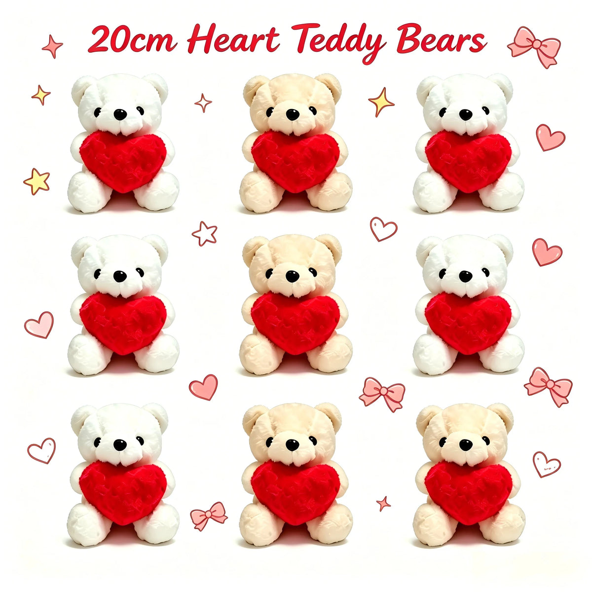 Teddy Bear With Heart Plush Cuddly Stuffed Bear Gifts Holding Heart for Valentine's Day Wedding Gift Giving Romantic Love Toys
