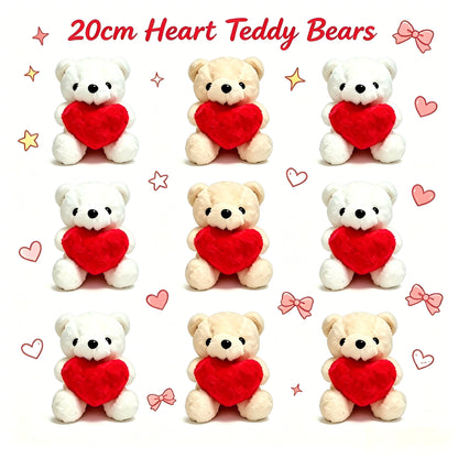 Teddy Bear With Heart Plush Cuddly Stuffed Bear Gifts Holding Heart for Valentine's Day Wedding Gift Giving Romantic Love Toys
