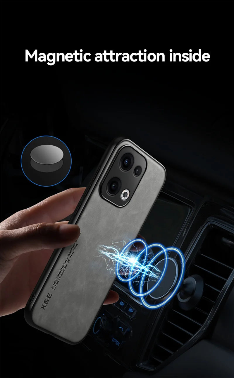 Funda For Oppo Reno 13 Pro 13F 4G 5G Case Car Magnetic Holder Leather Phone Case for Reno13 13pro 5G Soft Frame Shockproof Cover