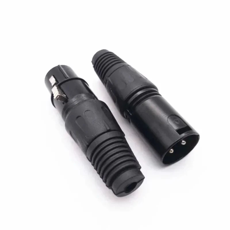 2PCS XLR 3Pin Male/Female Microphone Audio Cable Plug Connector Cannon MIC Cable Terminal Black Silver Microphone Plug