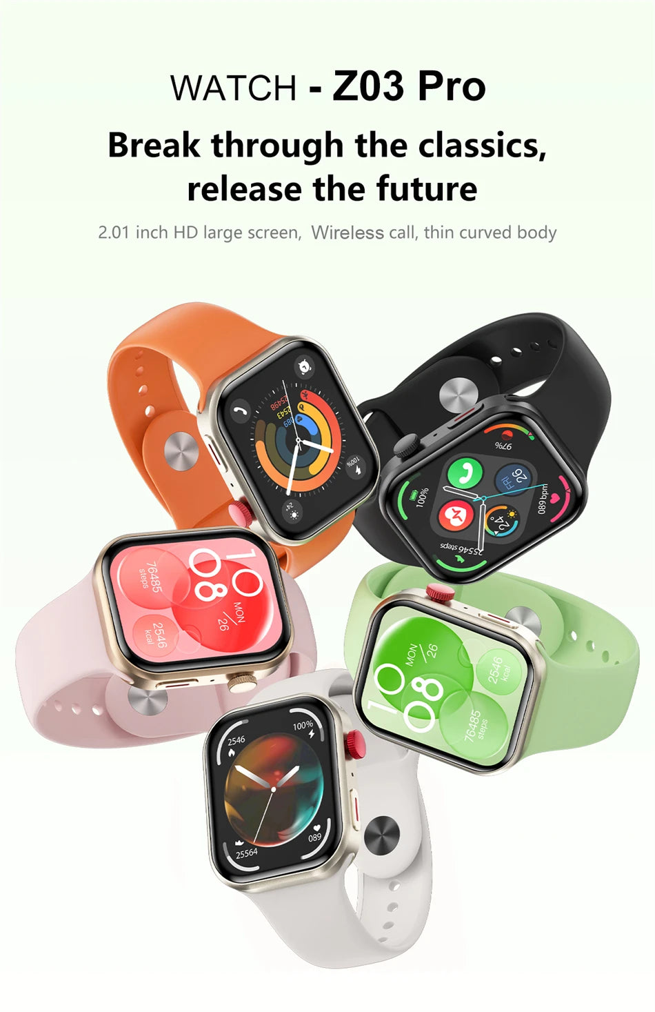 LIGE New 2.01-inch Smart Watch Men Women Heart Rate Health Monitor HD Bluetooth Call Waterproof Sport Smartwatch for Android iOS