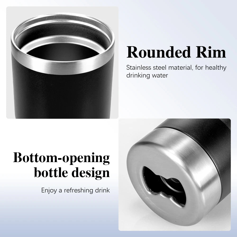 Funny Beer Quotes Vacuum Flasks 4-in-1 Stainless Steel Can Cooler Insulated Beer Soda Coffee Holder Dual Lids Fits 12oz
