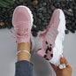Leopard Print Knit Women's Sneakers Breathable Mesh Lace Up Casual Walking Shoes Non-Slip Thick Sole Fashion Sport Trainers for