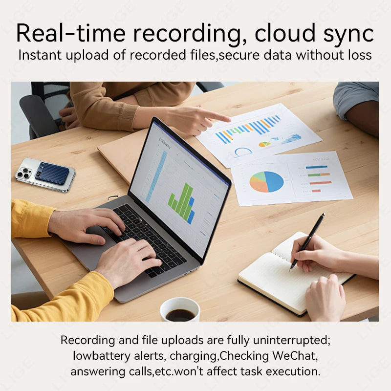 LIGE AI Voice Recorder GPT Intelligent APP Control Audio Mind Map Real Time Transcription Translate Summary Phone Call Recording
