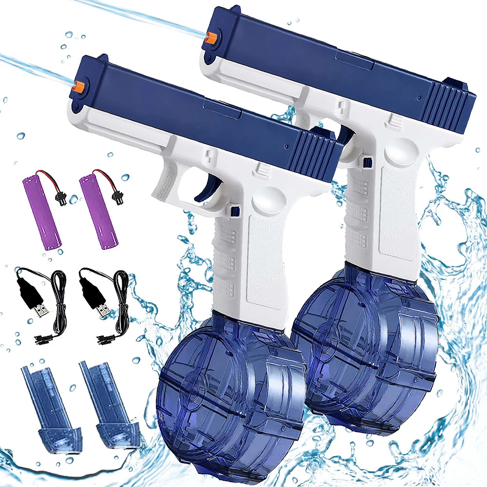 @Electric Water Gun Rechargeable Automatic & Manual Spray Gun Capacity Range Up to 32 FT Range for Adults & Kids