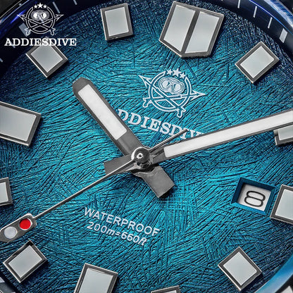 ADDIESDIVE New 43.8mm Watch for Men Dive AD2511 Luxury Sapphire Quartz Wristwatch 100m Waterproof Stainless Steel Luminous Watch