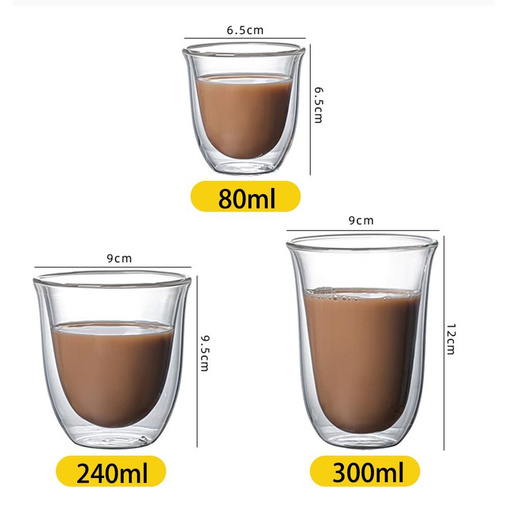 Cup Breakfast Mug High Borosilicate Insulated Coffee Tea Cup Tea Drink Cups Transparent Clear Double Wall Glass Cup