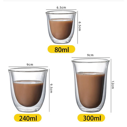 Cup Breakfast Mug High Borosilicate Insulated Coffee Tea Cup Tea Drink Cups Transparent Clear Double Wall Glass Cup