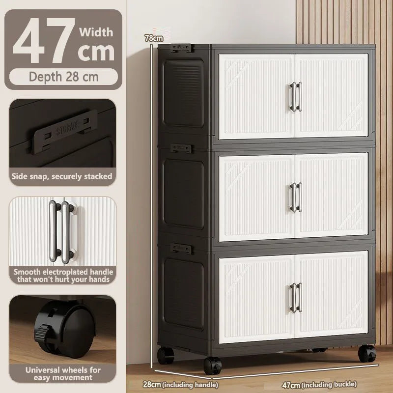 Thickened Multi-layer Storage Cabinet Home Living Room Mobile Organizer for Snacks Toys Miscellaneous Items Storage Cupboard