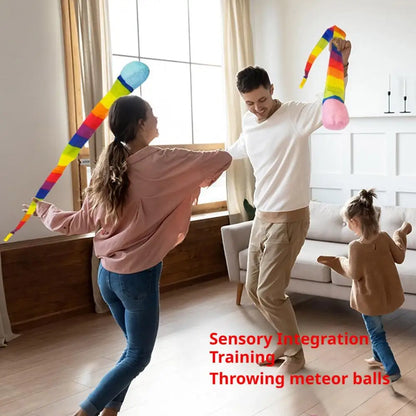 Interactive Rainbow Windproof Sandbag Safe Catch Tail Soft Ball Children Parent Outdoor Sports Meteor Ball Sensory Training Toy