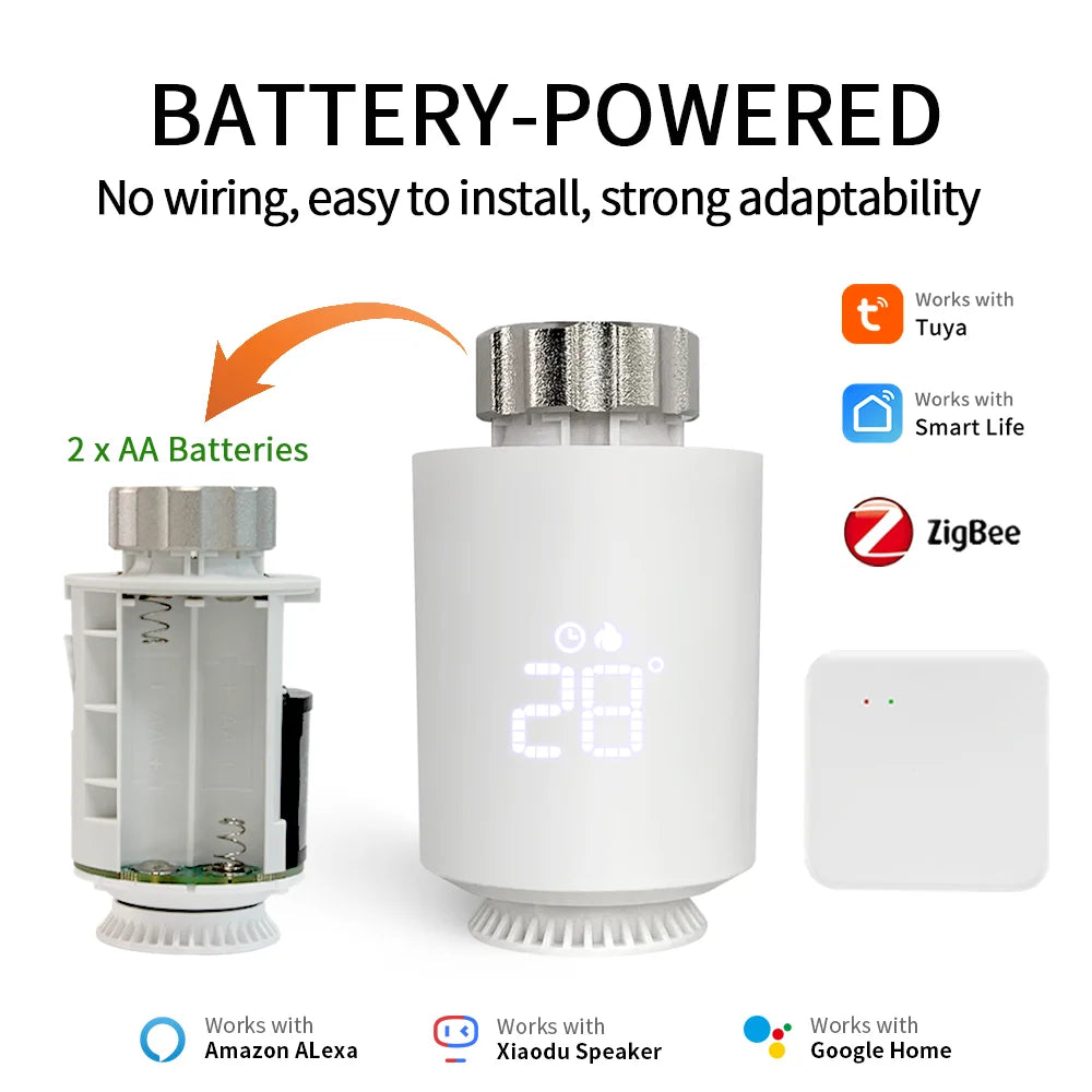 Tuya Zigbee Thermostatic Valve Radiator Zigbee Thermostat Smart Thermostatic Radiator Valve Head Temperature Controller Alexa