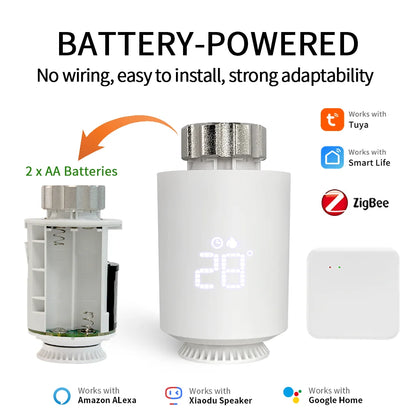 Tuya Zigbee Thermostatic Valve Radiator Zigbee Thermostat Smart Thermostatic Radiator Valve Head Temperature Controller Alexa