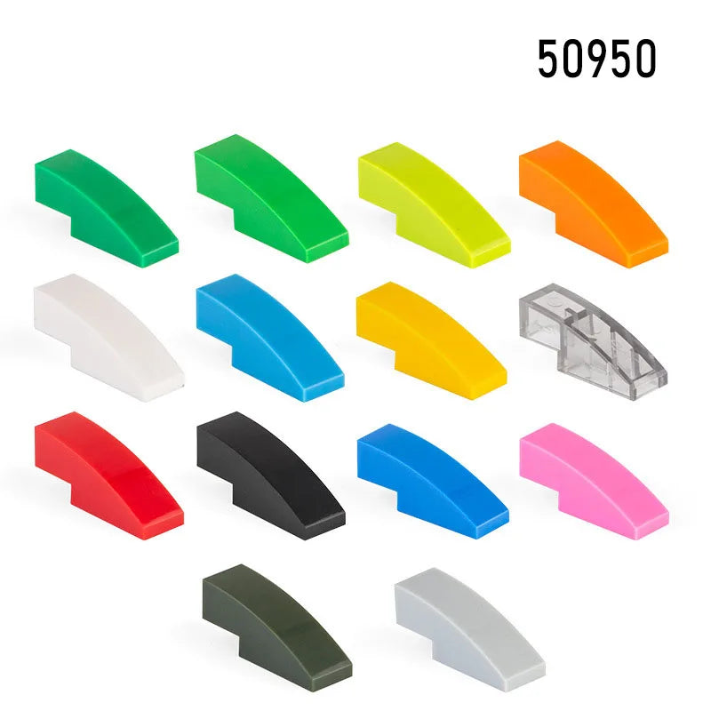 100pcs MOC Part 50950 Slope Curved 3 x 1 No Studs Building Block Particles DIY Construction Compatible Brick Toy Kid Gift