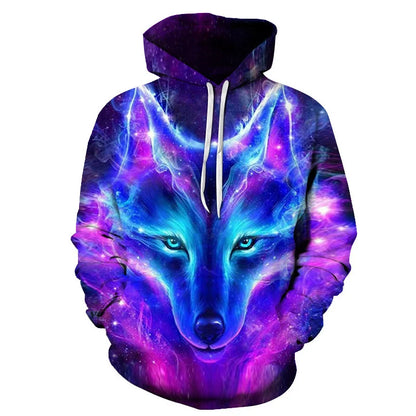 2023 Men's Oversized Hoodie 3D Wolf Animals Pattern Ferocious Warrior Fashion Sweatshirt Loose Street Funny Tracksuits Fitness
