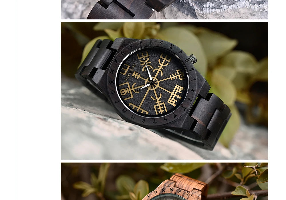 BOBO BIRD Wood Watches Relogio Masculino Watch for Men Viking Warriors Symbol Relojes Para Hombre часы мужские Logo Custom