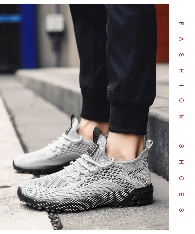 YRZL Running Shoes Men Comfortable Lightweight Grey Walking Sneakers Breathable Air Mesh Non Slip Casual Tennis Shoes for Men