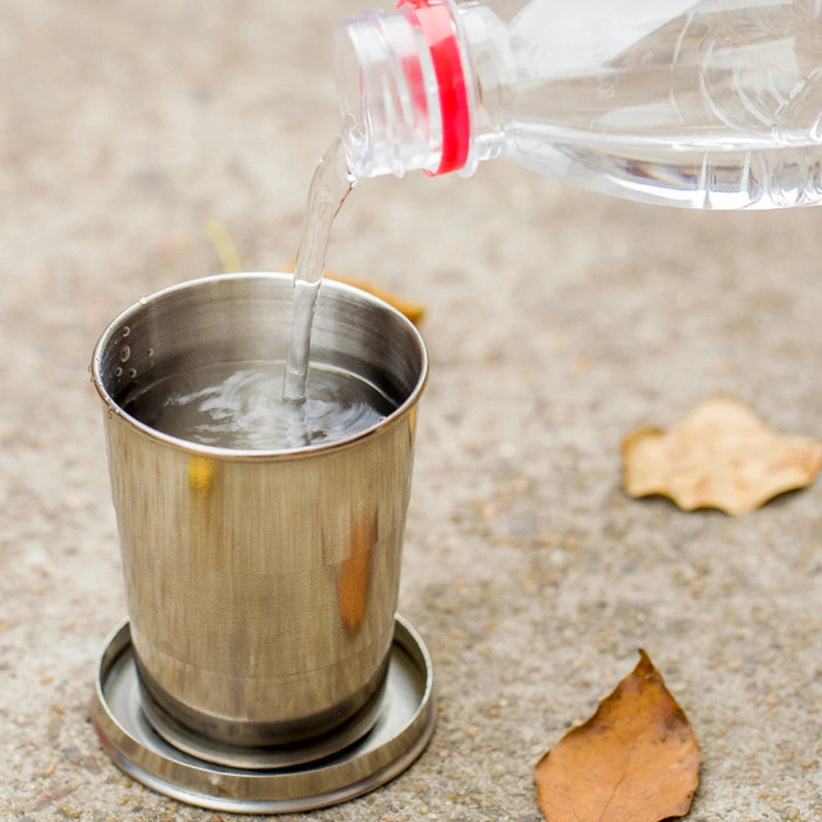 Stainless Steel Folding Cup Portable Water Drinking Cup Retractable Telescopic Collapsible Cups For Outdoor Travel With Keychain