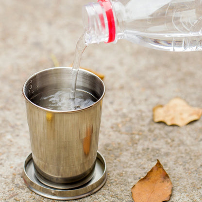Stainless Steel Folding Cup Portable Water Drinking Cup Retractable Telescopic Collapsible Cups For Outdoor Travel With Keychain