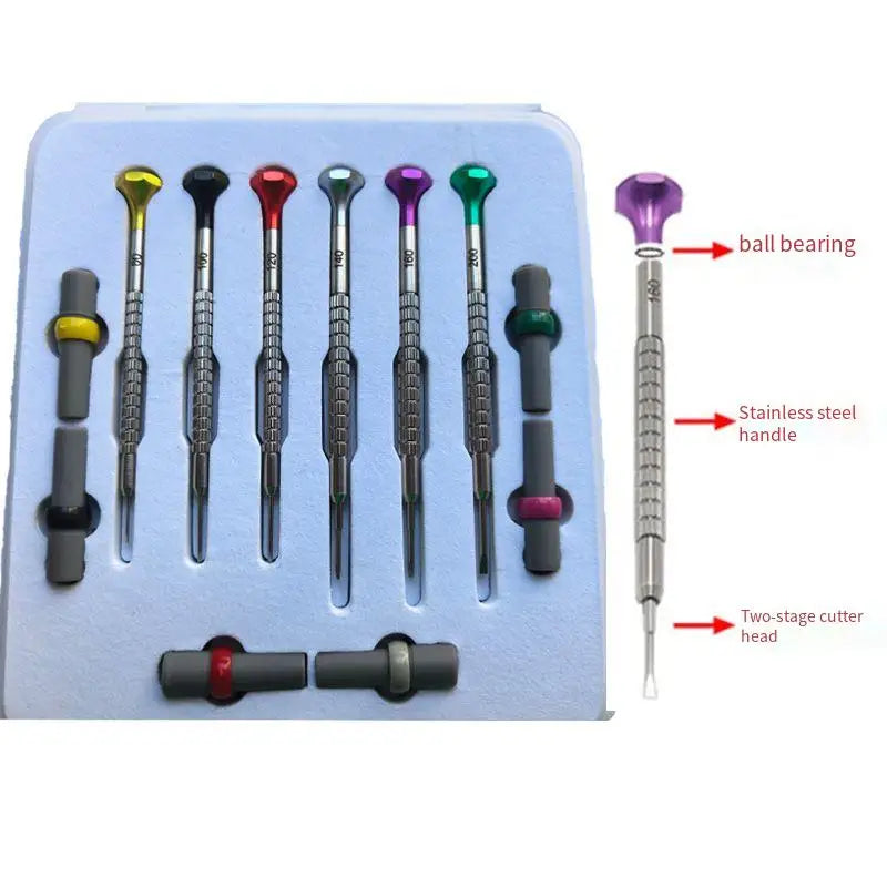 Kwong Yuen Watch Repair Kits Three types of 6 pics Steel Screwdrivers Set with 6 Pcs Spare Bladesc for NH35 for Watchmaker