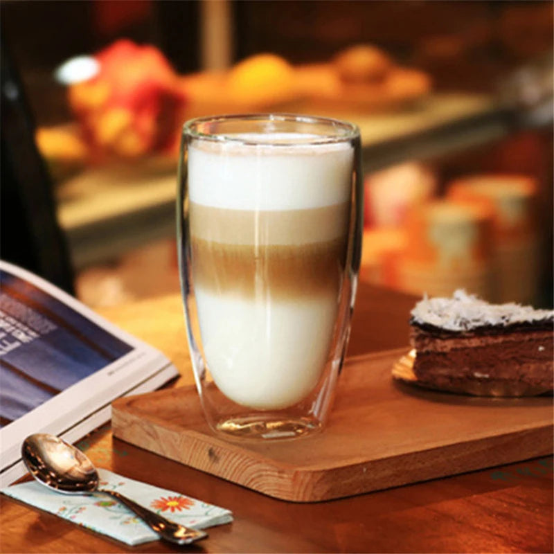 Double Wall Glass Cup Heat Insulation Transparent Handmade Tea Drink Cups MINI Whisky glasses Espresso Coffee Mug set 250-450ml