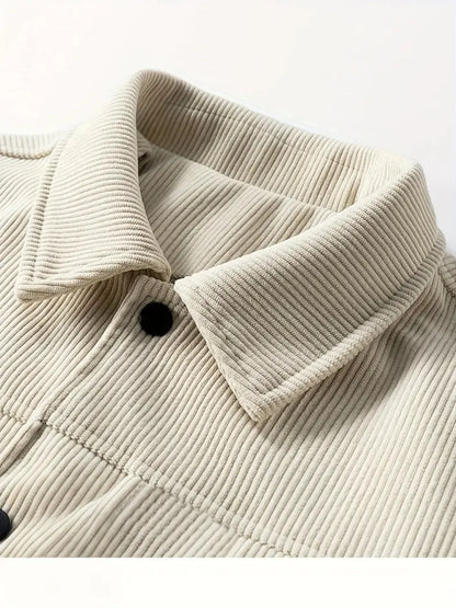 The 2025 New Autumn Corduroy Jacket for Men with a Lapel, Trendy Japanese Style Loose Coat