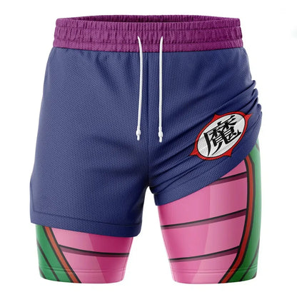 2026 Summer Dragon Ball Z Demon Mark Piccolo 2-in-1 Double Layer Gym Shorts Oversized Men's Fitness Retro Unisex Athletic Shorts