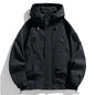 Windbreakers Men Hooded Jacket Zipper Coat Cargo Waterproof Black Bomber Camping Loose Thin Softshell Hooded Hiking Jacket