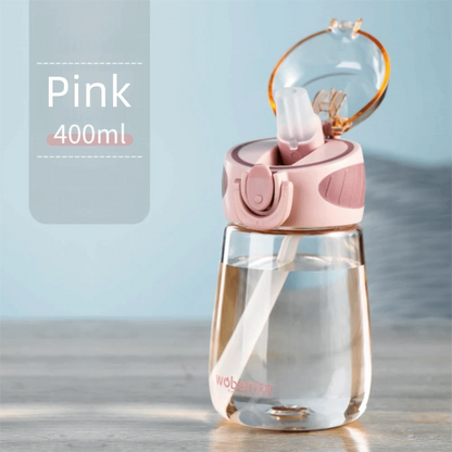 Portable Plastic Water Straw Cup Drop Proof with Scale Sippy Cup Leak-proof Food-Grade Silicone Water Bottle
