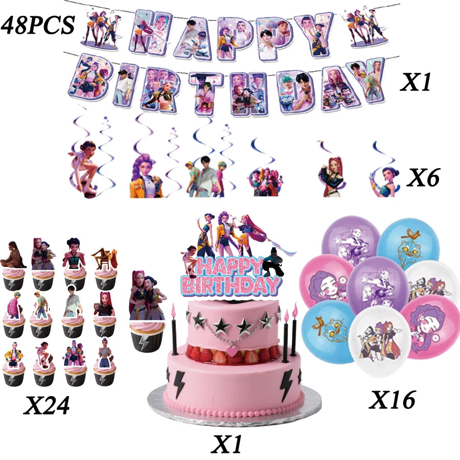 Demon Hunting Team Disposable Tableware Tablecloth Gift Bag Birthday Party Decoration Supply Classroom Reward Prize Fun Toy Gift