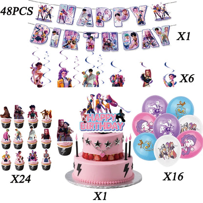 Demon Hunting Team Disposable Tableware Tablecloth Gift Bag Birthday Party Decoration Supply Classroom Reward Prize Fun Toy Gift