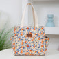 New floral print thickened fabric handbag, lunch bag, portable lunch box storage bag, zipper design, multifunctional tote