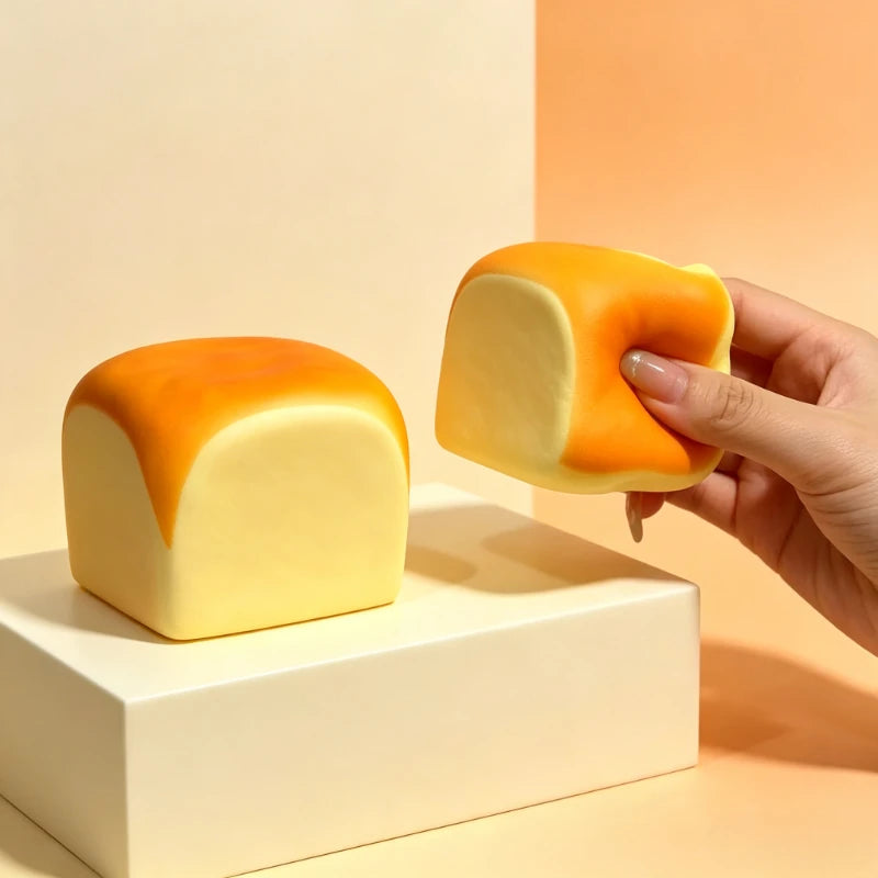 1&2PC Simulation Bread Squishy Squeeze Toy Food Grade Silicone Safe Soft Slow Rising Decompression Fidget Toy For Stress Relief