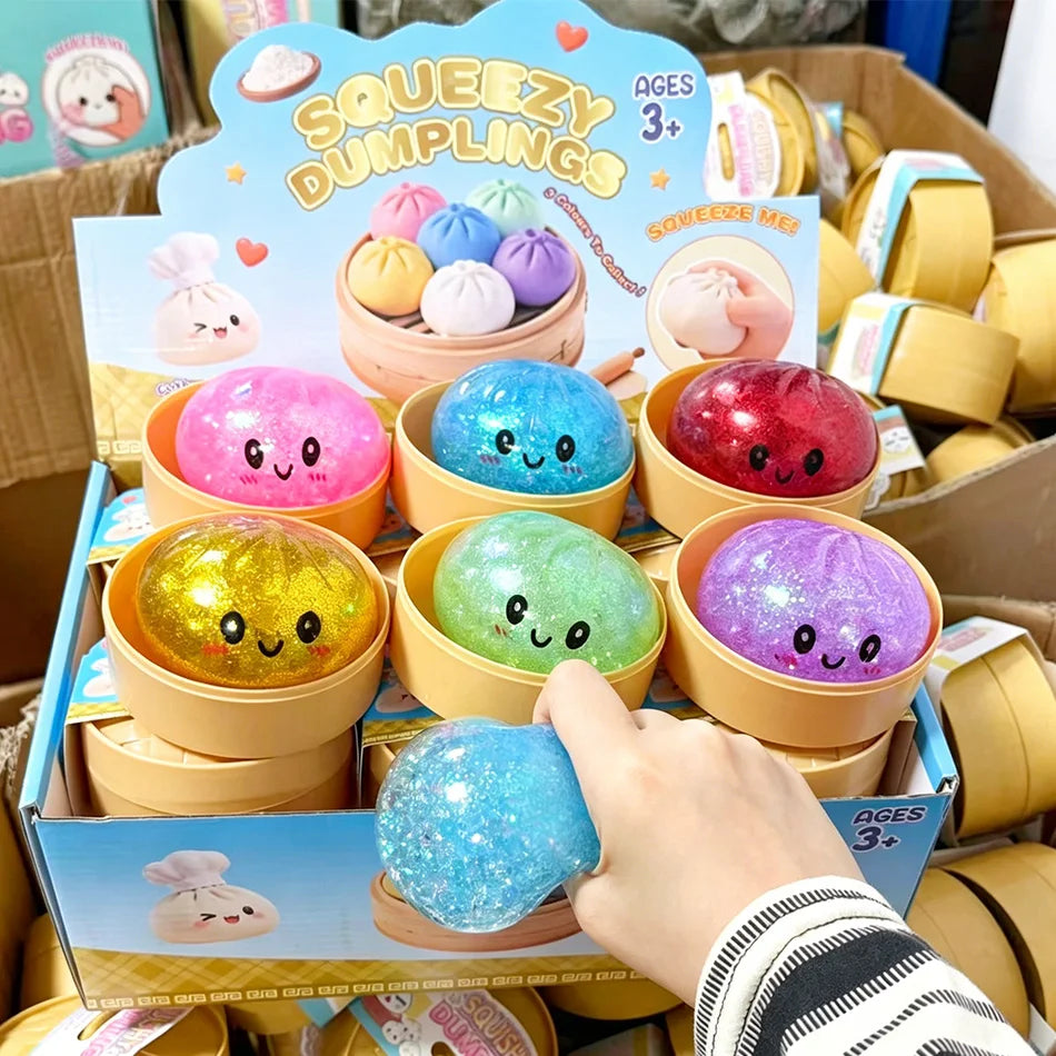 Glitter dumpling squishies Glitter Dumpling Squishy with Box Dumplings Sensory Dumpling Pressure Toy for Stress Relief