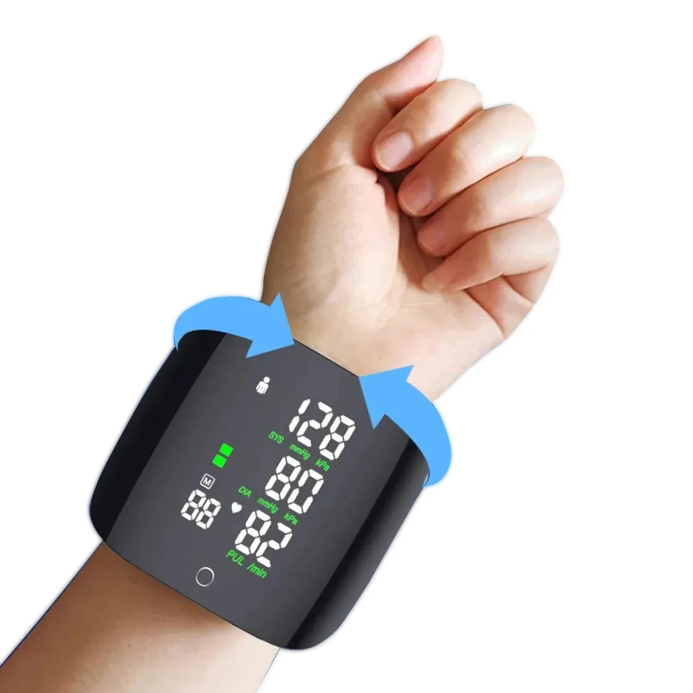 Medical Digital Wrist Blood Pressure Monitor Heart Rate Pulse Meter Measure Sphygmomanometer PR LCD Screen Portable Health Care