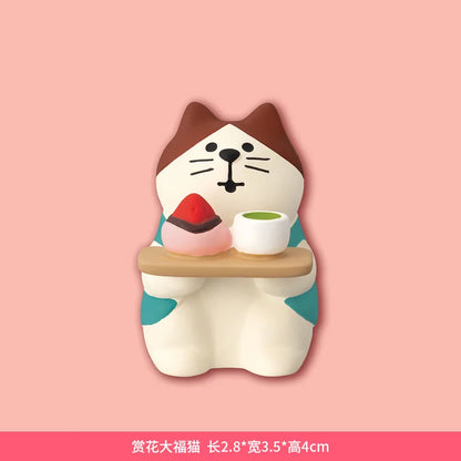 Sakura Series Miniature Zakka Japanese Style Cute Handmade Cat Rabbit Bird Figurines Resin Ornament Desktop Car Home Decor Gifts