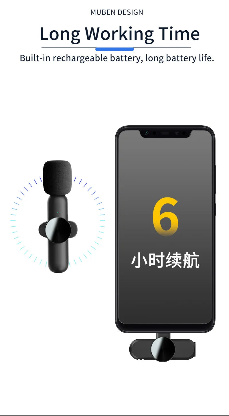 Basix 2.4G Wireless Stereo Lavalier Microphone Live Interview Outdoor Mini Noise Cancelling  for iPhone Android rotate Lapel Mic