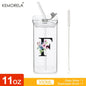 1PCS 24 Letter-Shaped Glass Tumblers with Lid And Straw Coffee Tumbler 300ML Clear Square Drinking Tumbler For Coffee Beer Milk