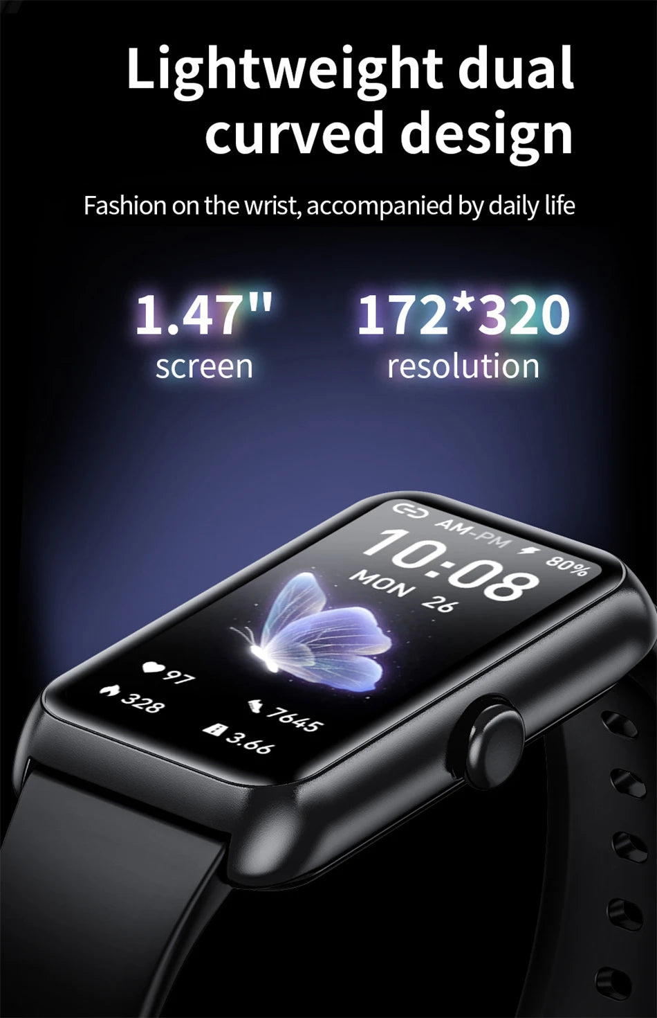 LIGE Fashionowy Smartwatch z Pełnym Ekranem Dotykowym Męski Damski Przypomnienie o Połączeniach Bransoletka Damska 100+ Trybów Sportowych Monitor Tętna Smartwatch