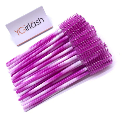 50 Pcs Shiny Crystal Eyelash Applicator Disposable Diamond Handle Nylon Two Colors Mascara Wands Spoolies Pink Brushes