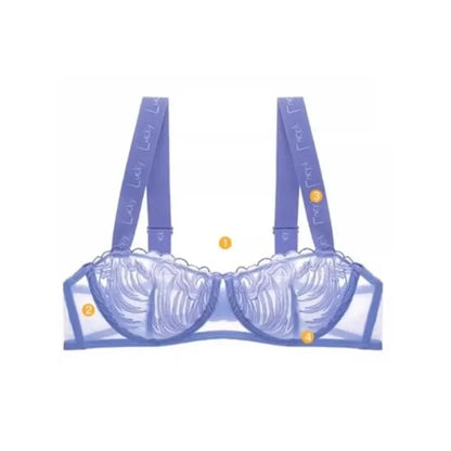 YUQI French Lace Minimizer Bra Set - Half Cup Wire-Free Support, Sheer Full Bust Bralette with Crisscross Back & Lace-In Cups