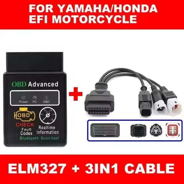 ELM327 V1.5 for Yamaha for Honda EFI Motorcycle Diagnostic Tool 3+4pin & 6pin to 16PIN OBD2 Cable Scanner Fault DiagnosisTool