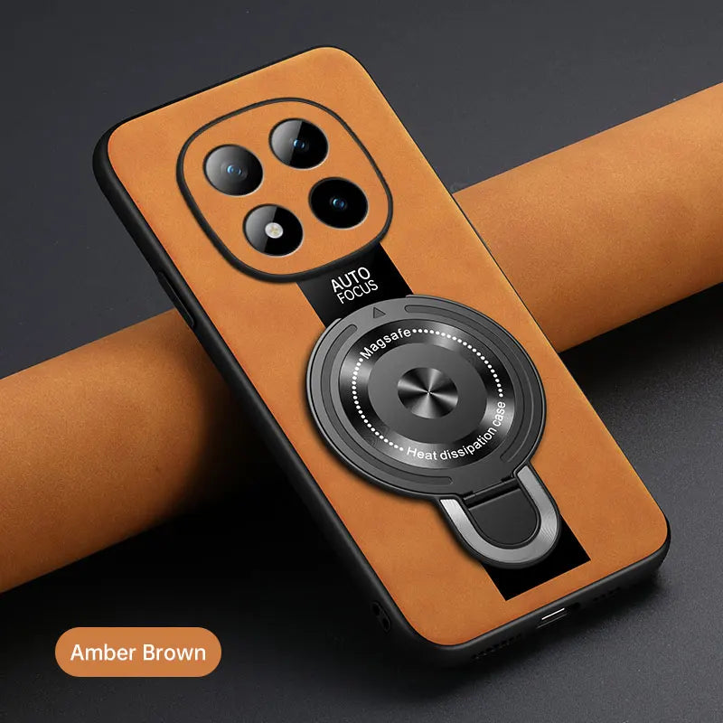 For Xiaomi Redmi Note 15 Pro and Note15 Pro Plus 5G Case Magnetic Holder Silicone PU Leather Plexiglass Premium Back Cover