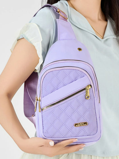 Leisure Quilted Crossbody Bag for Women Chest Bag with Earphone Hole Outdoor Hiking Sling Bag Suitable for Daily Use, Travel