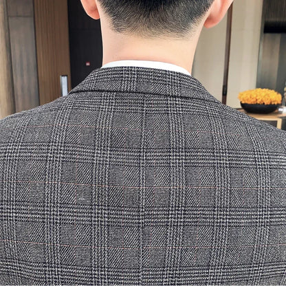 2026 Hemp（Blazer + Vest + Trousers）Suit Man Italian Style Elegant Fashion Business Cotton Linen Casual Slim Gentleman's Formal