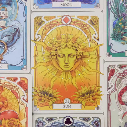 Romantic Lenormand Oracle Cards 10.2*7.2cm English Vision Art Nouveau Floral Motifs 37 Pcs Deck 4*2.8inch For Party, Board Games