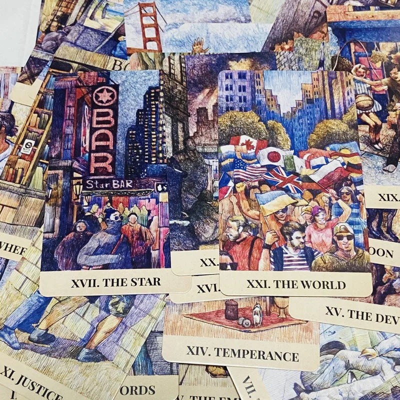 City Labyrinth Tarot cards 78 Deck English Board games Selfcare for Tarot Readings Vibrant Easy Deck Fortune Telling Game