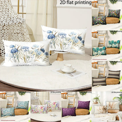 Two-piece suit Blue Floral Pillowcase for Bed , Used for sofas, chairs, cars, decorative cushion covers, pillowcases.